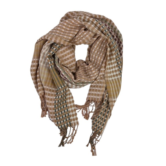 Vince Camuto Accessories Vince Camuto Nwt Neutral Plaid Fringe